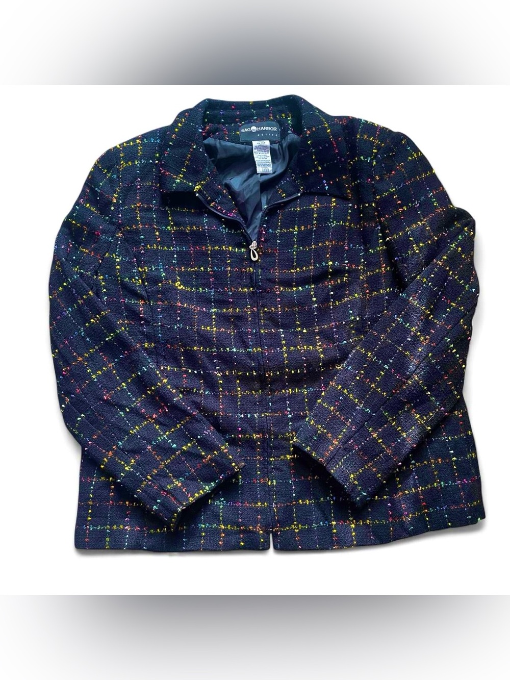 Sag Harbor Black & Multi-color Zip-Up Blazer Jacket